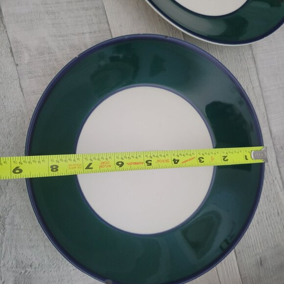 Pagnossin Set Of 2 Rimmed Soup Bowls Made In Italy Green & White 9" - Picture 7 of 7